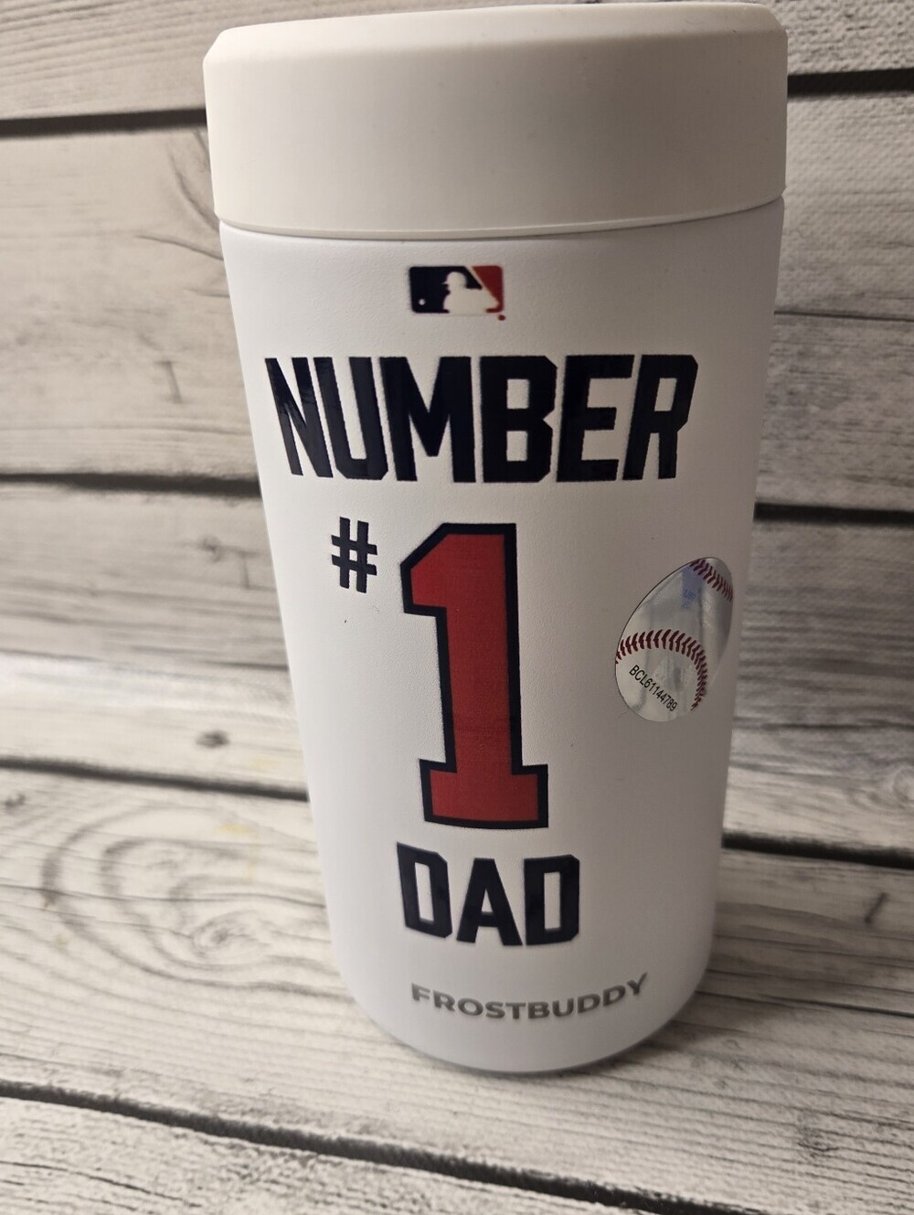 Atlanta Braves Number 1 Dad Frost Buddy Can Cooler MLB Baseball Beverage Holder - Picture 3 of 7